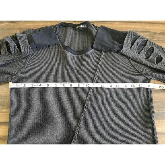 RedBridge Men Ripped Layers Longsleeve Sweatshirt Anthracite Size Medium Black - Picture 11 of 13